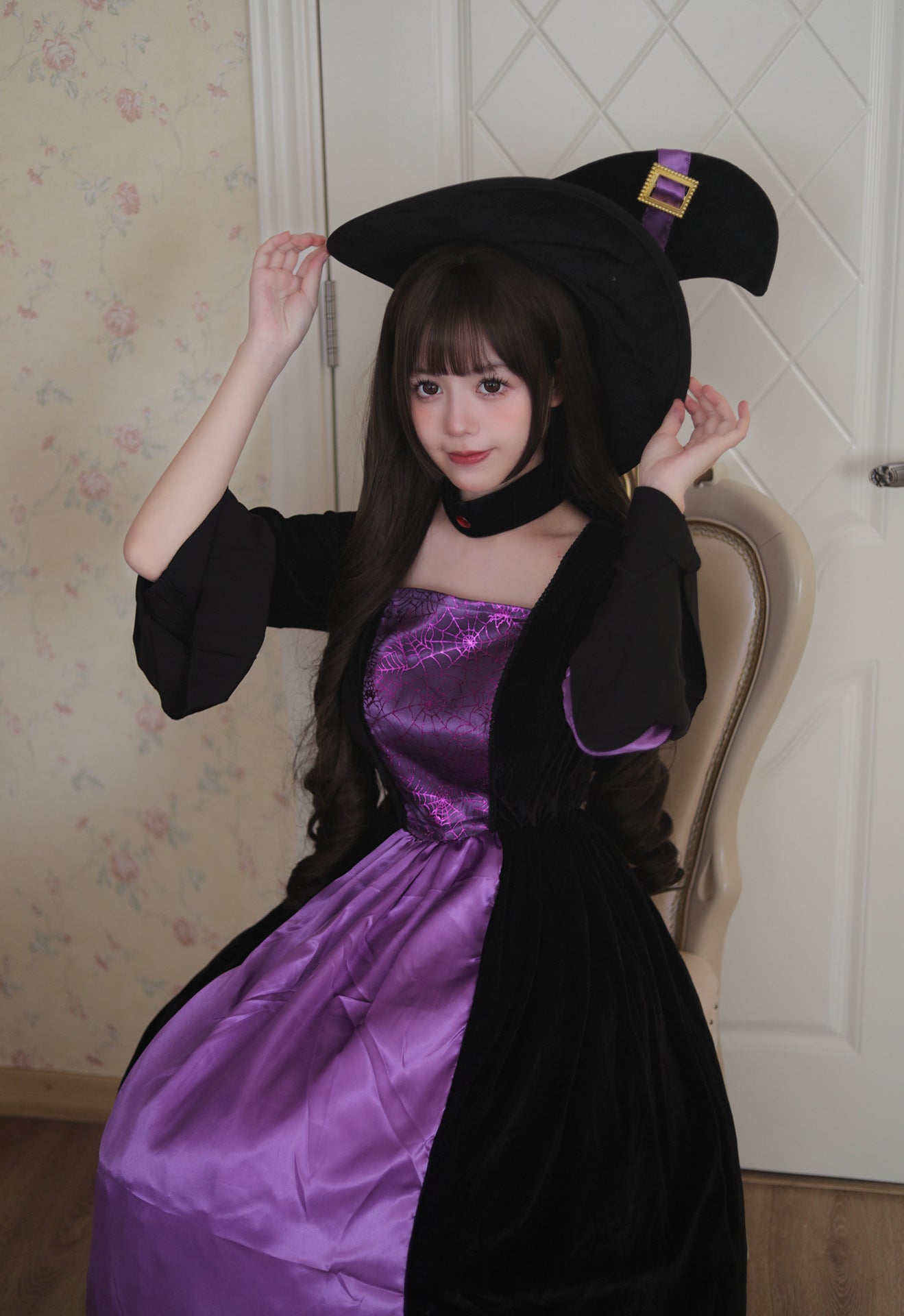 Women's Retro Witch Costume Long Dress Halloween Masquerade Cosplay Costumes