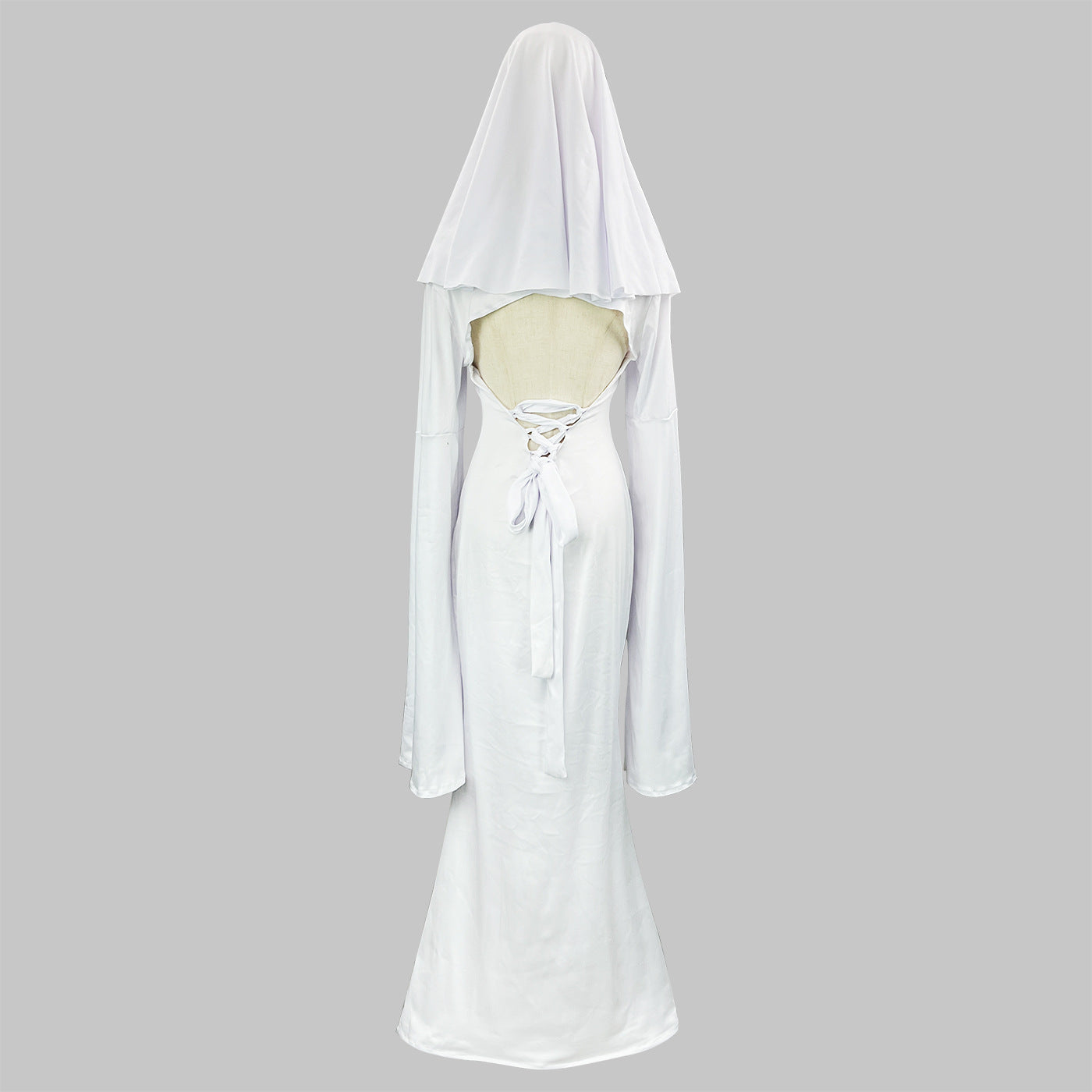 Cute Ghost Cosplay Costume for Women - Mrs. Kyoko Style Spooky White Dress with Face Mask