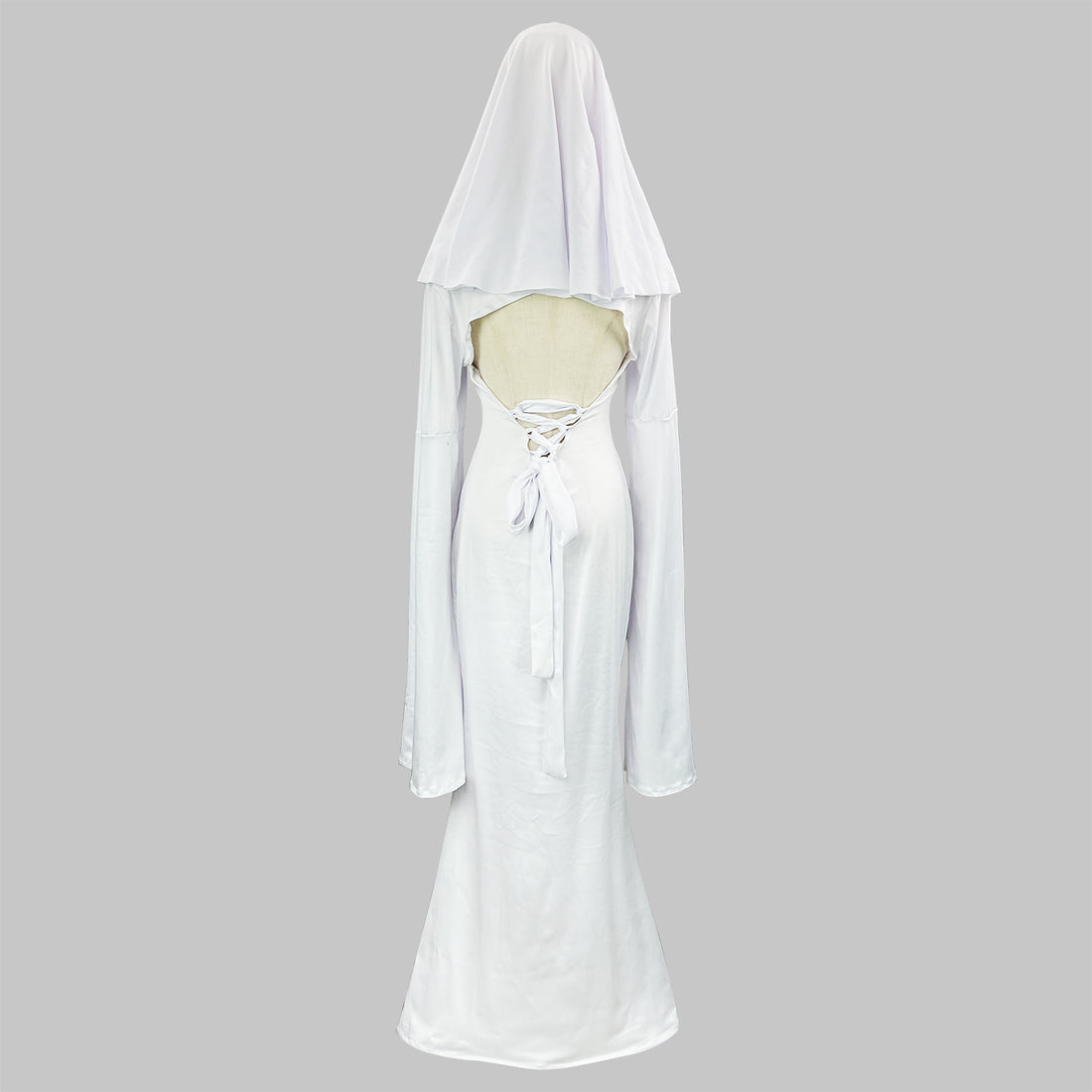Cute Ghost Cosplay Costume for Women - Mrs. Kyoko Style Spooky White Dress with Face Mask