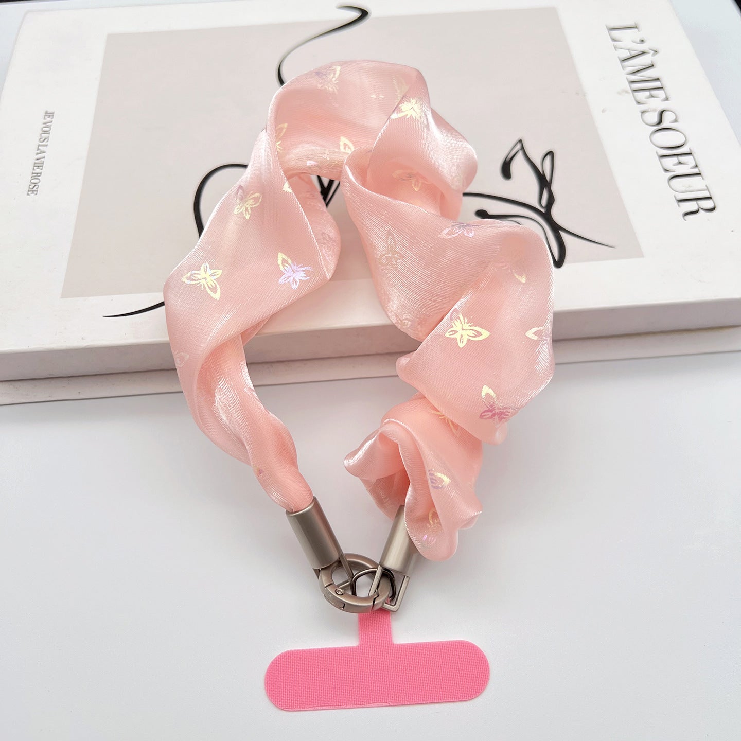 Butterfly Wrinkle Tulle Wrist Phone Strap with Tether Tabs – Colon-shaped Wristlet & Hand Lanyard