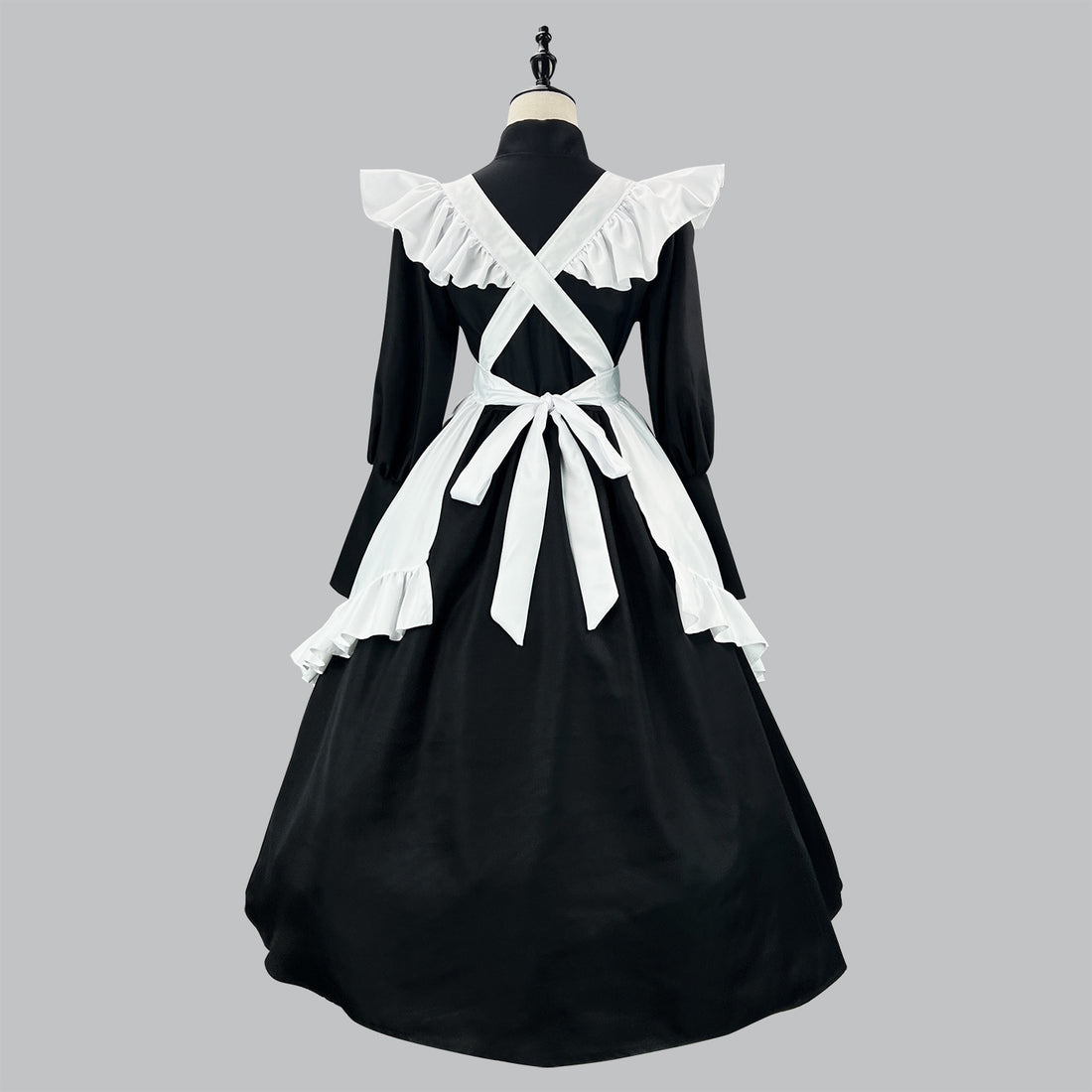 Black and White British Long Maid Outfit Lolita Dress Cosplay