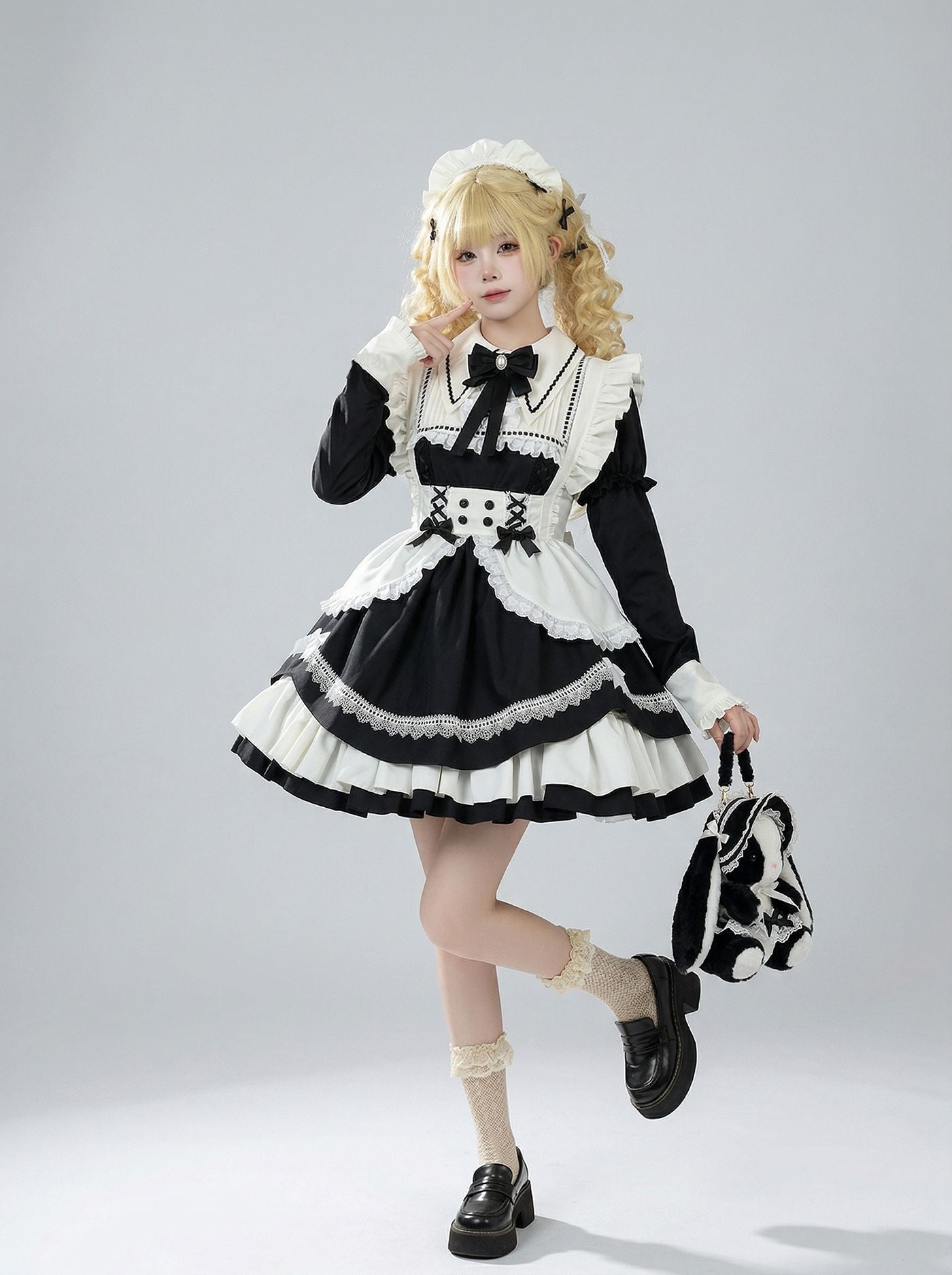Detachable Sleeves Lolita Maid Dress Cosplay & Livestream Outfit