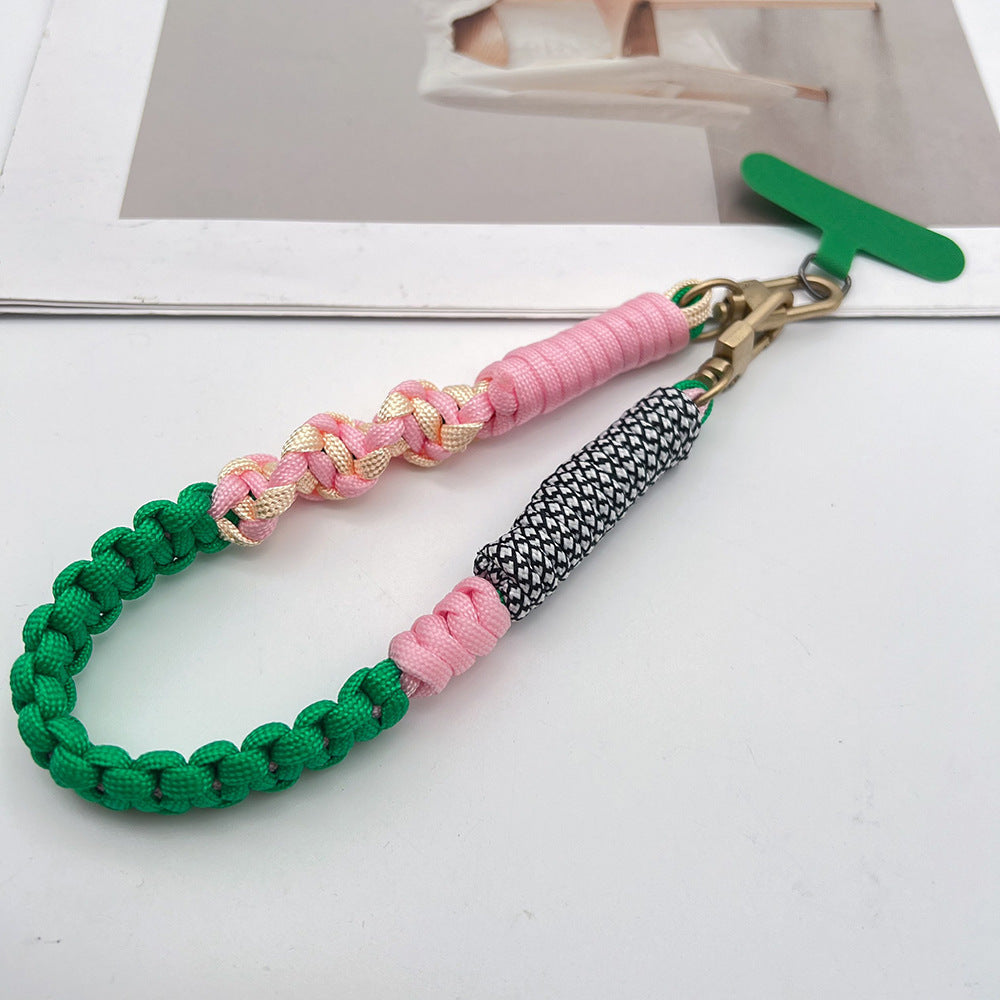 Multicolor Twisted Wrist Phone Strap with Tether Tabs – Hand Woven Wrapped Wristlet & Hand Lanyard