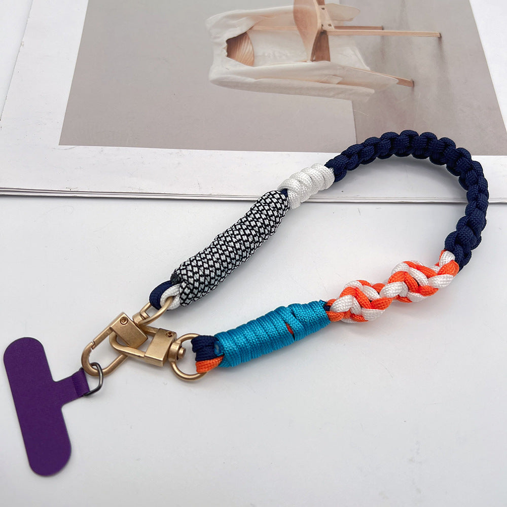Multicolor Twisted Wrist Phone Strap with Tether Tabs – Hand Woven Wrapped Wristlet & Hand Lanyard