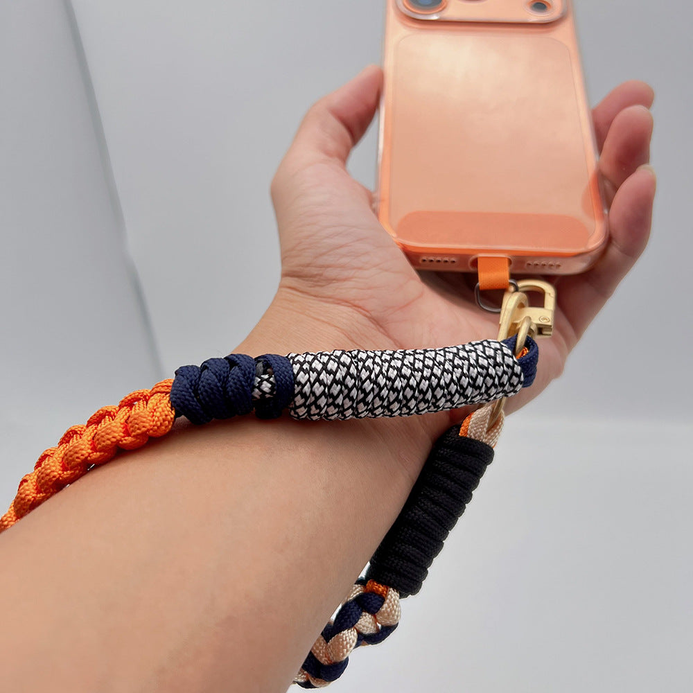Multicolor Twisted Wrist Phone Strap with Tether Tabs – Hand Woven Wrapped Wristlet & Hand Lanyard