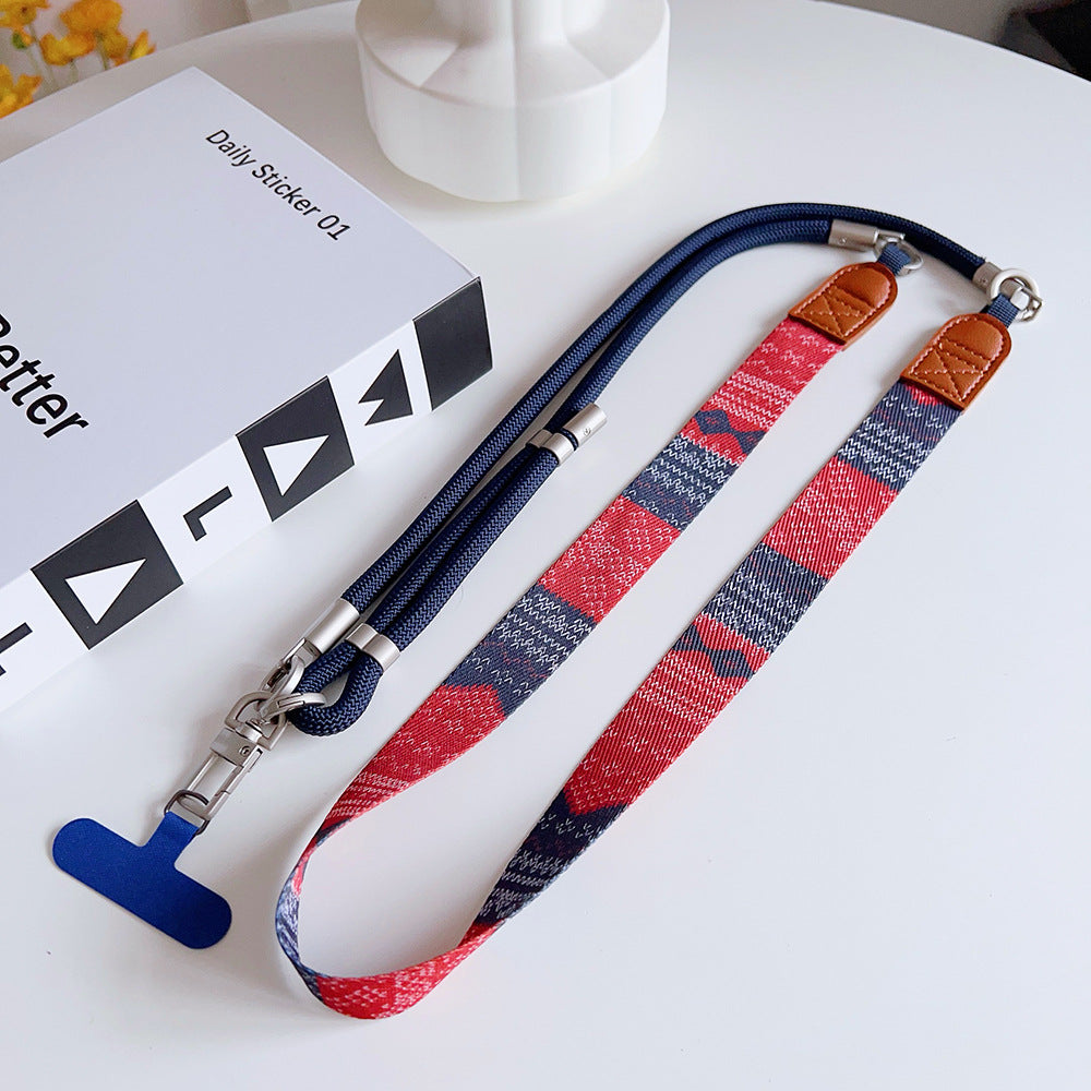 Trendy Patterns Woven Tape Crossbody Phone Strap with Tabs – Adjustable Wristlet & Hand Lanyard