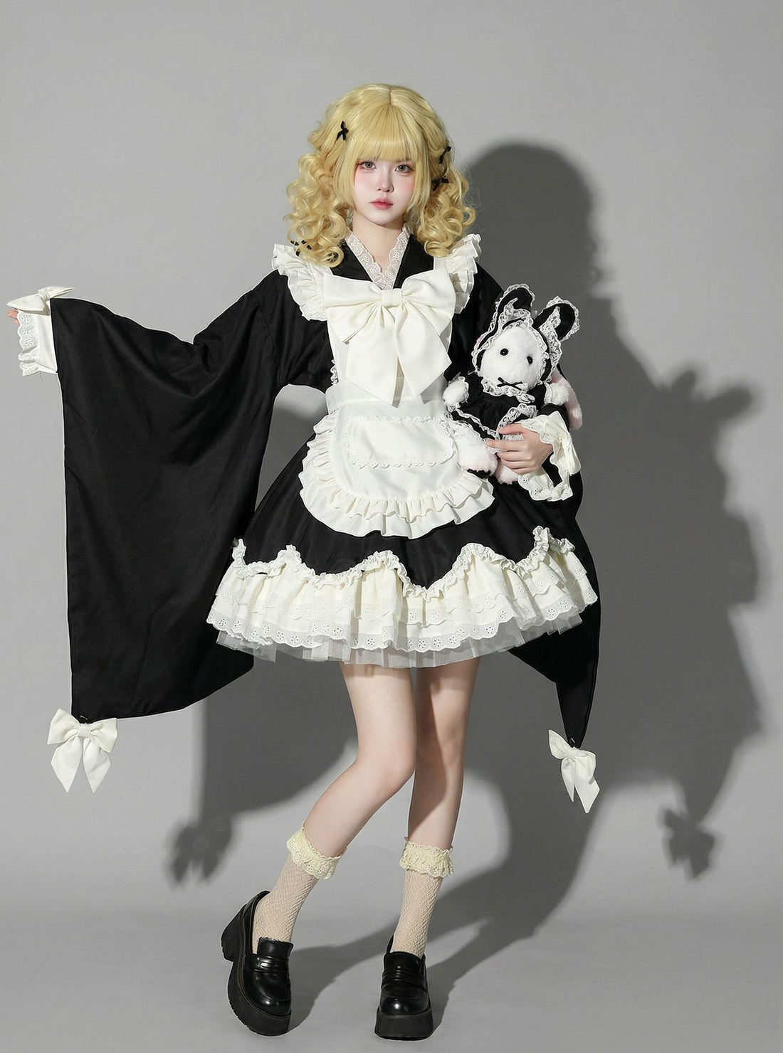 Kimono Lolita Wide Sleeve Maid Outfit Streamer Cosplay Dress