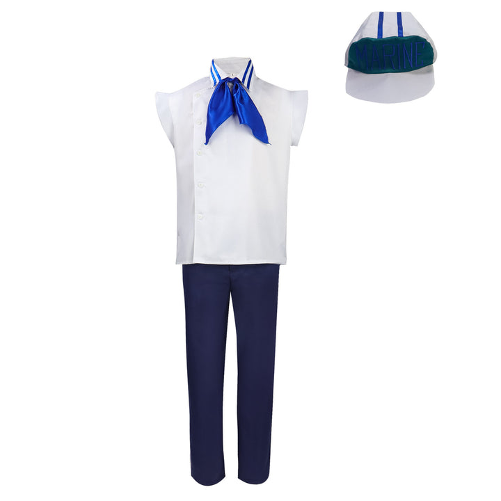 Navigation Koby Marine Captain Cosplay Costume Men's Naval One Piece Officer Uniform with Hat