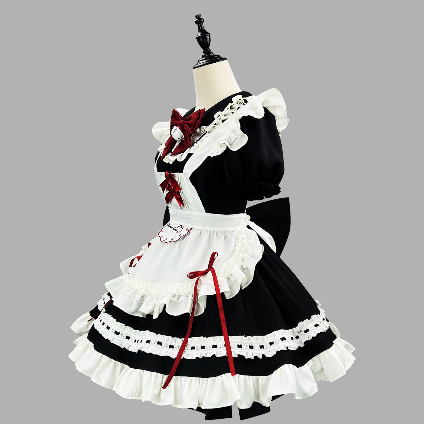 Large Black Bow Maid Outfit Streamer Cosplay Lolita Dress