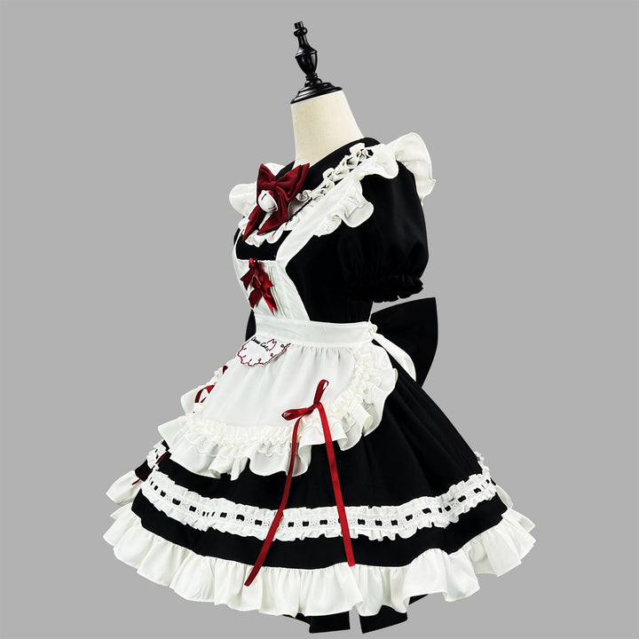 Large Black Bow Maid Outfit Streamer Cosplay Lolita Dress