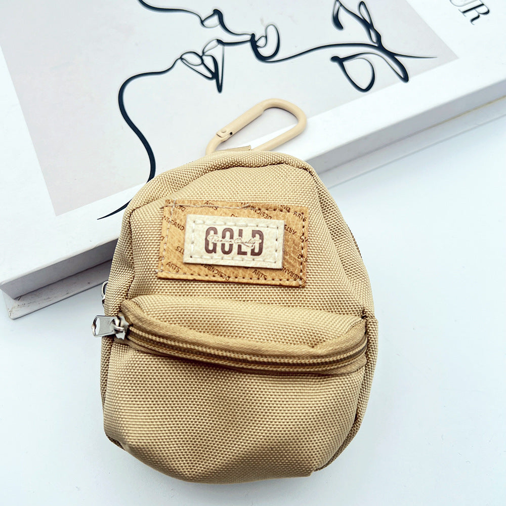 Gold Mini Coin Purse Headphone Bag with Carabiner – Mini Backpack Phone Charm Accessory