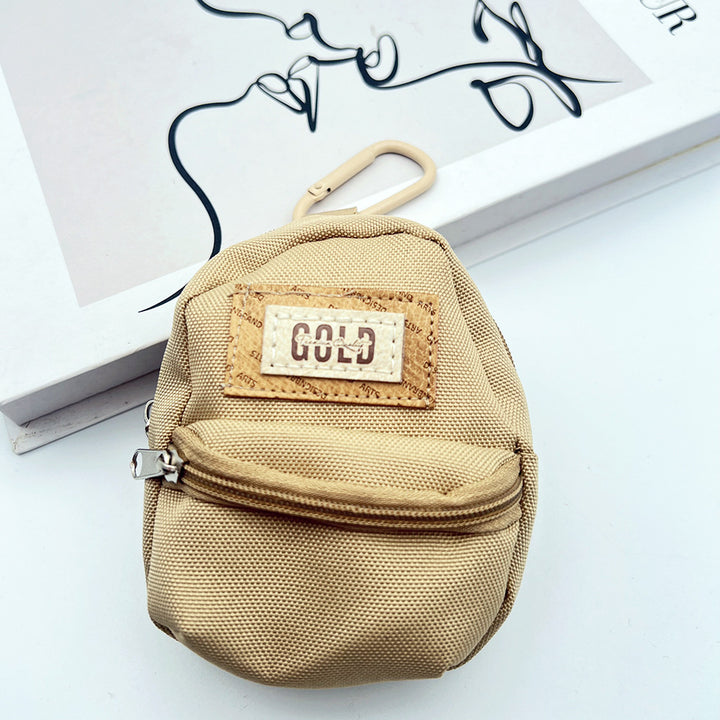 Gold Mini Coin Purse Headphone Bag with Carabiner – Mini Backpack Phone Charm Accessory