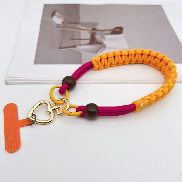 Contrast Color Wrapped Wrist Phone Strap with Tether Tabs – Hand Woven Wristlet & Hand Lanyard