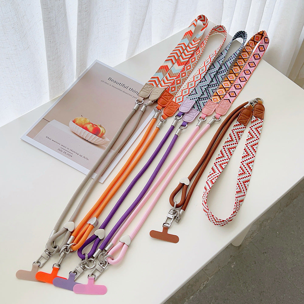 Embroidered Adjustable Crossbody & Wrist Phone Strap with Tabs – 2-IN-1 Wristlet & Hand Lanyard