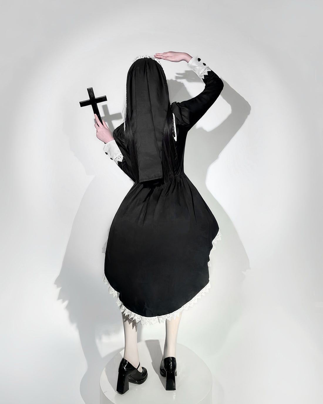 Dark Cross Halloween Back Train Dress Outfit Cosplay Costumes