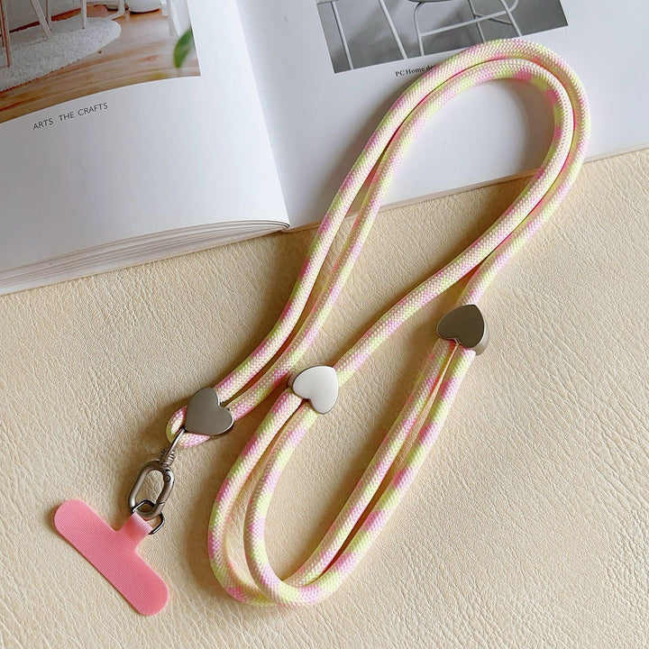 Heart Clasp Adjustable Crossbody Phone Strap with Tether Tabs – Hand Woven Wristlet & Hand Lanyard