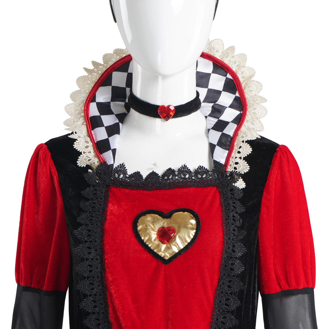 Women's Queen of Hearts Costume - Alice Style Evil Red Queen Halloween Cosplay Dress