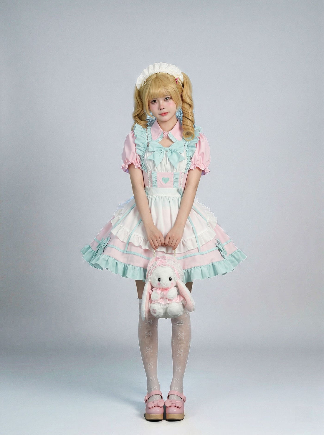 Enchanting Pink Lolita Maid Outfit Streamers Cosplay Dress