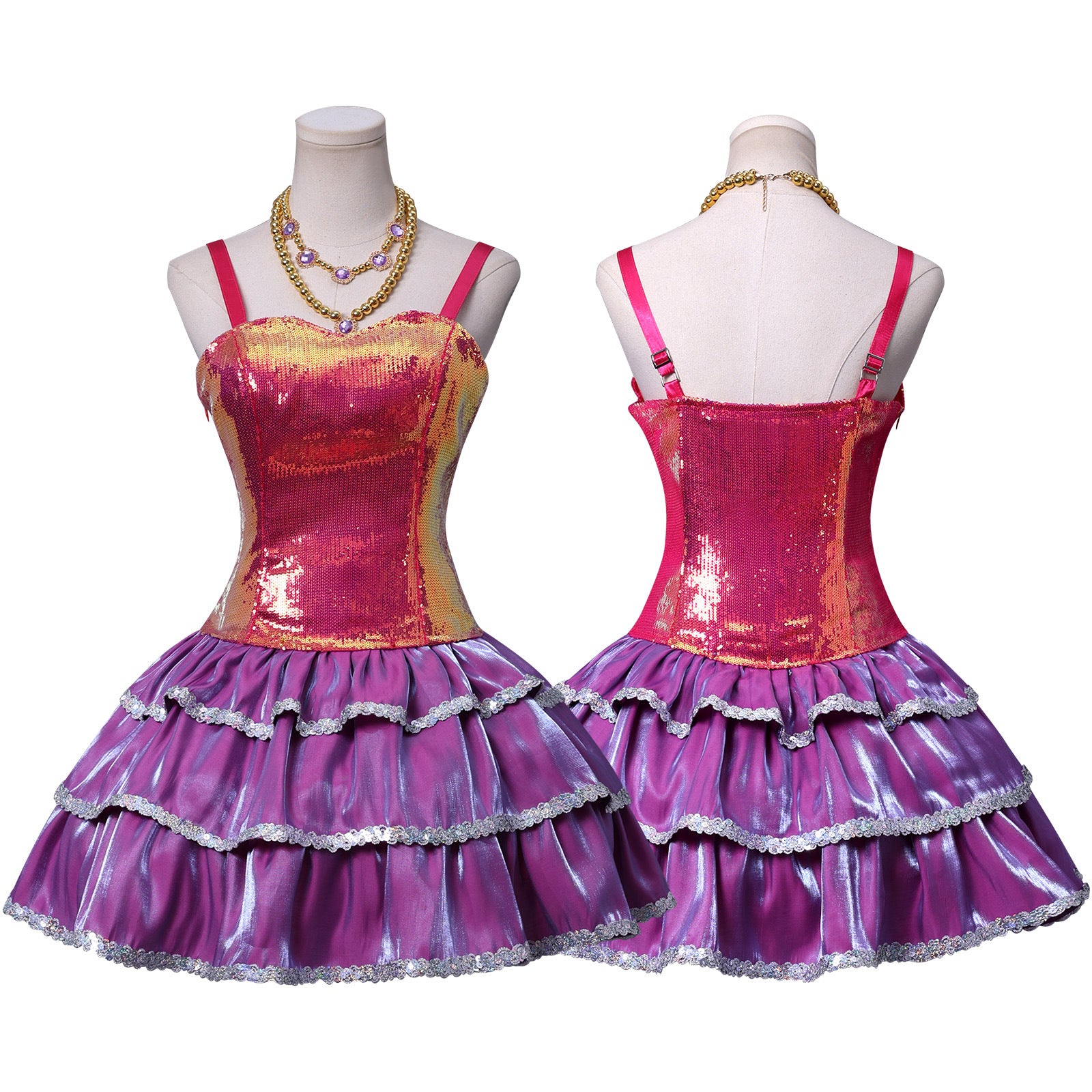 Dream House Cosplay Costume - Pink Sequin Party Dress for Women Girls Halloween Carnival