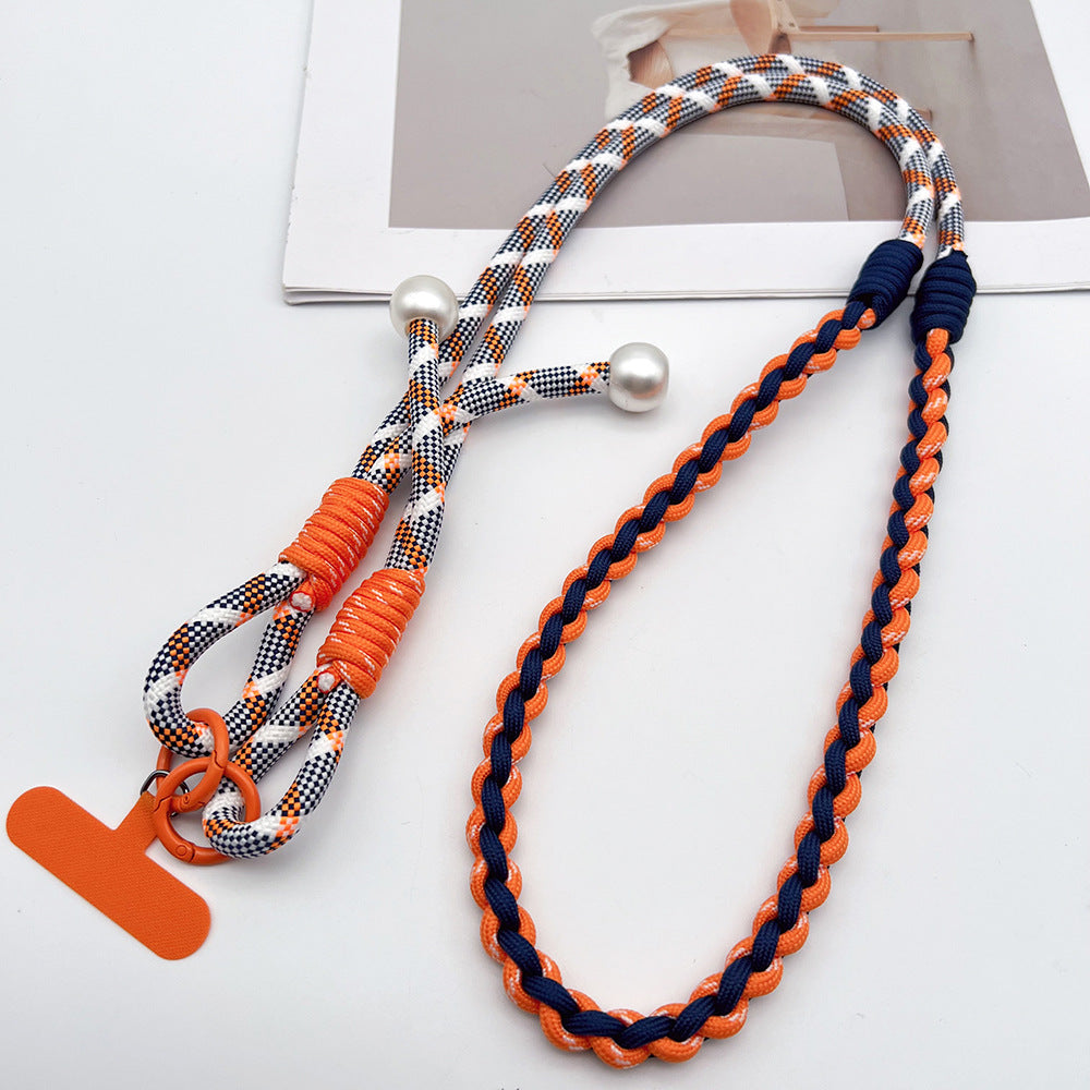 Twisted Adjustable Crossbody Phone Strap with Tether Tabs – Hand Woven Long Wristlet & Hand Lanyard
