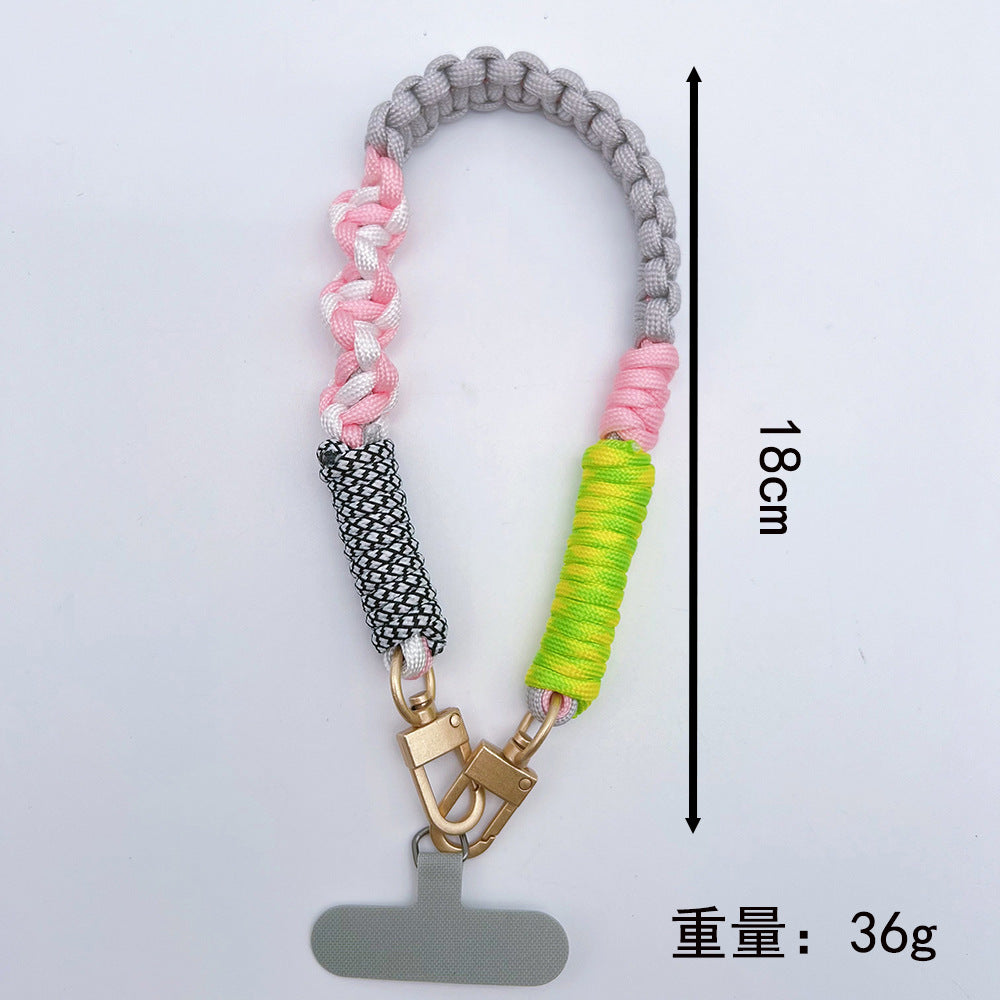 Multicolor Twisted Wrist Phone Strap with Tether Tabs – Hand Woven Wrapped Wristlet & Hand Lanyard