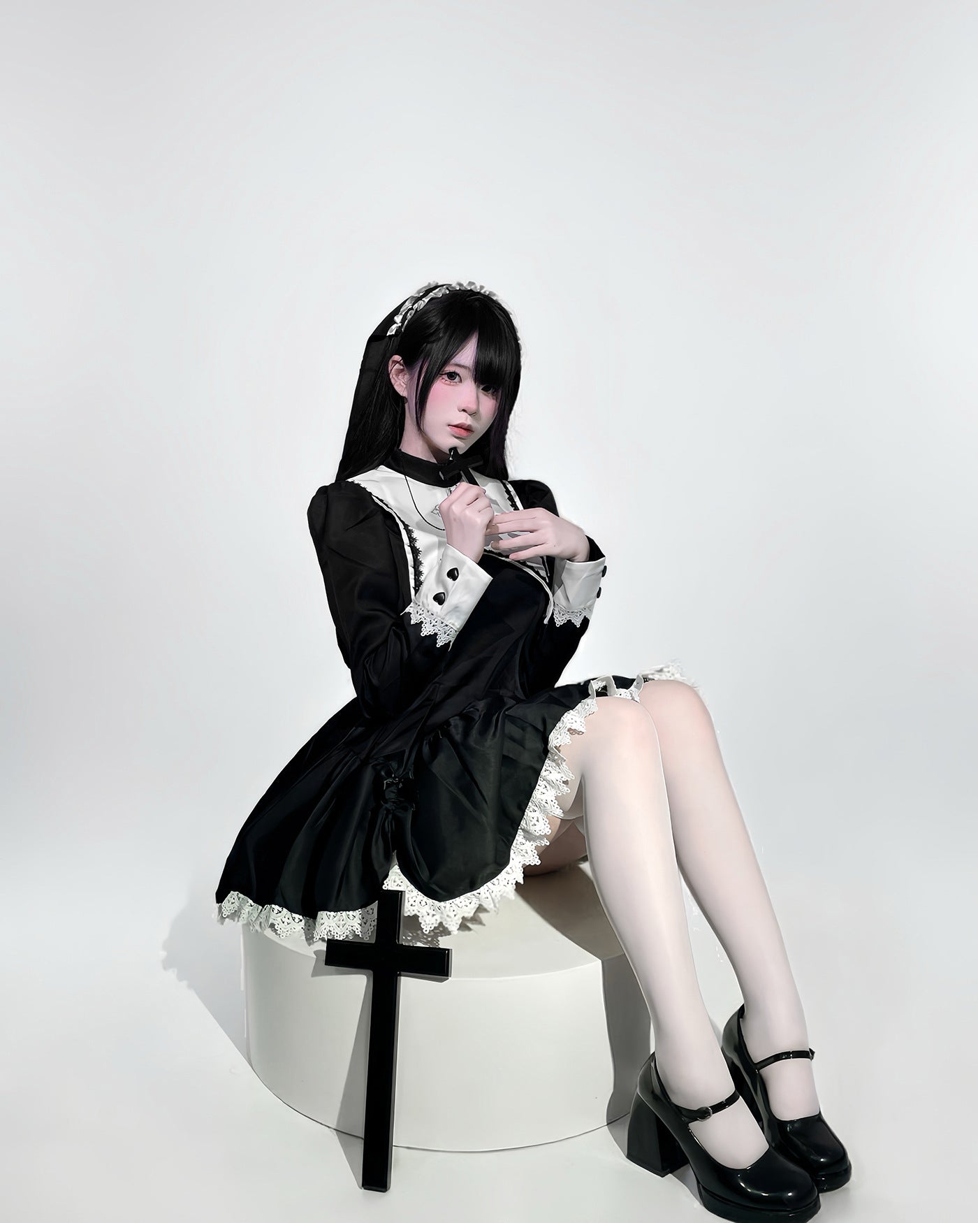 Dark Cross Halloween Back Train Dress Outfit Cosplay Costumes