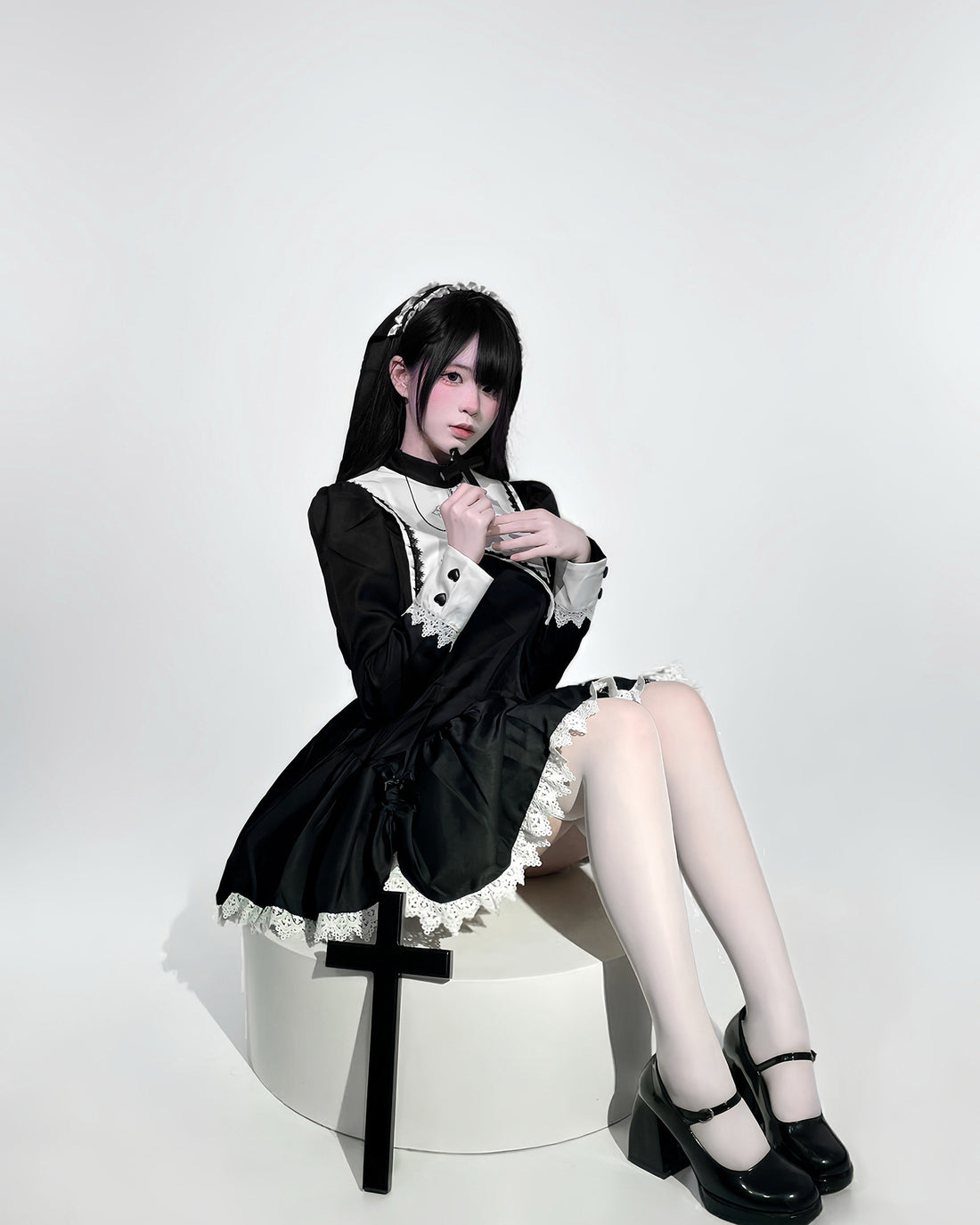 Dark Cross Halloween Back Train Dress Outfit Cosplay Costumes