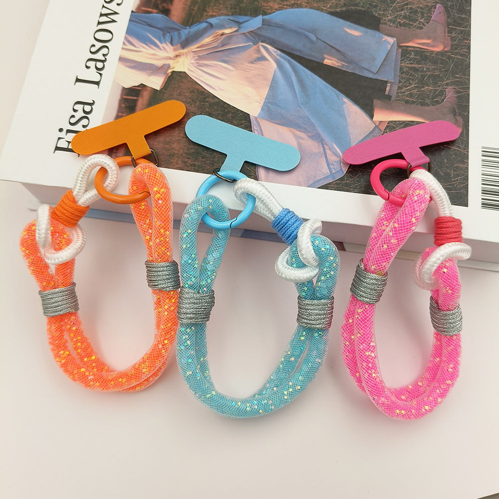 Adjustable Glitter Wrist Phone Strap with Tether Tabs – Multicolor Wristlet & Hand Nylon Lanyard