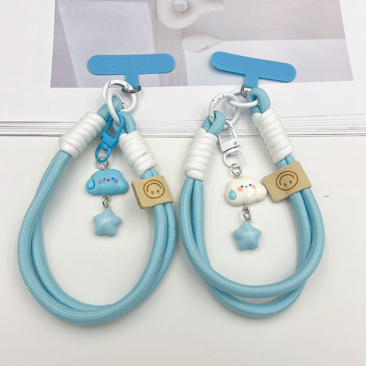 Speechless Cloud Pendant Wrist Double Phone Strap with Tether Tabs – Wristlet & Hand Lanyard