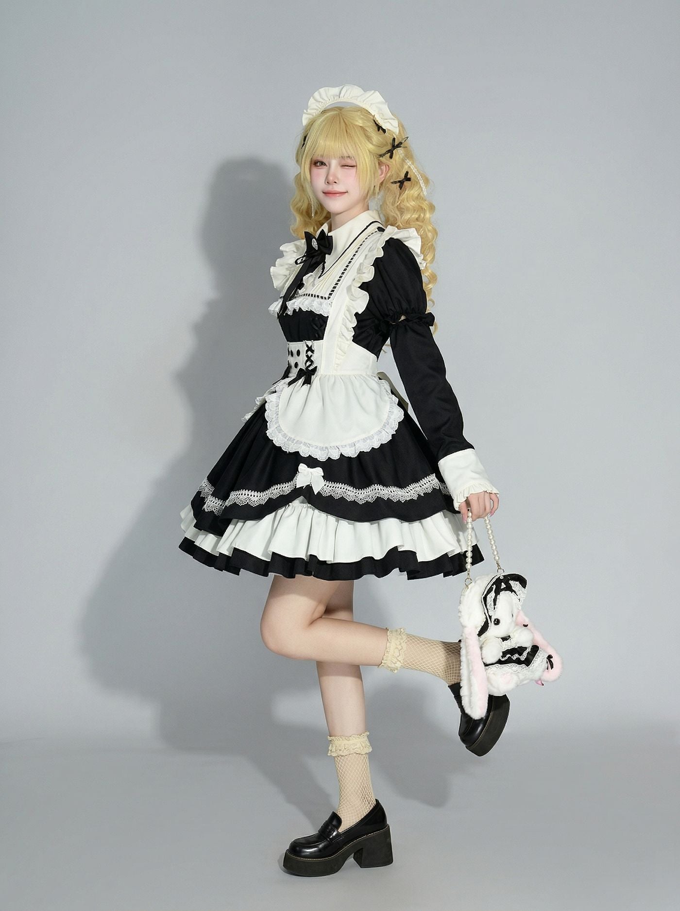 Detachable Sleeves Lolita Maid Dress Cosplay & Livestream Outfit