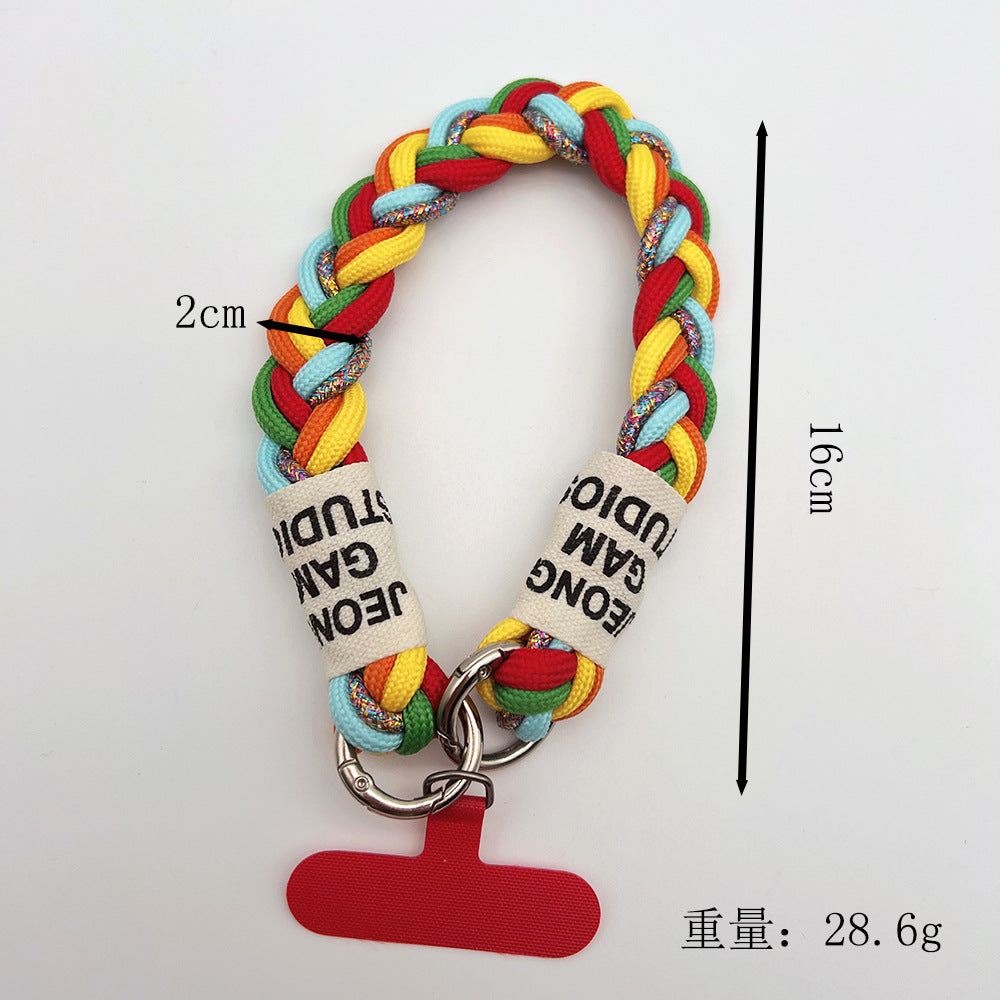 Clashing Colors Braided Wrist Phone Strap with Tether Tabs – Hand Woven Wristlet & Hand Lanyard