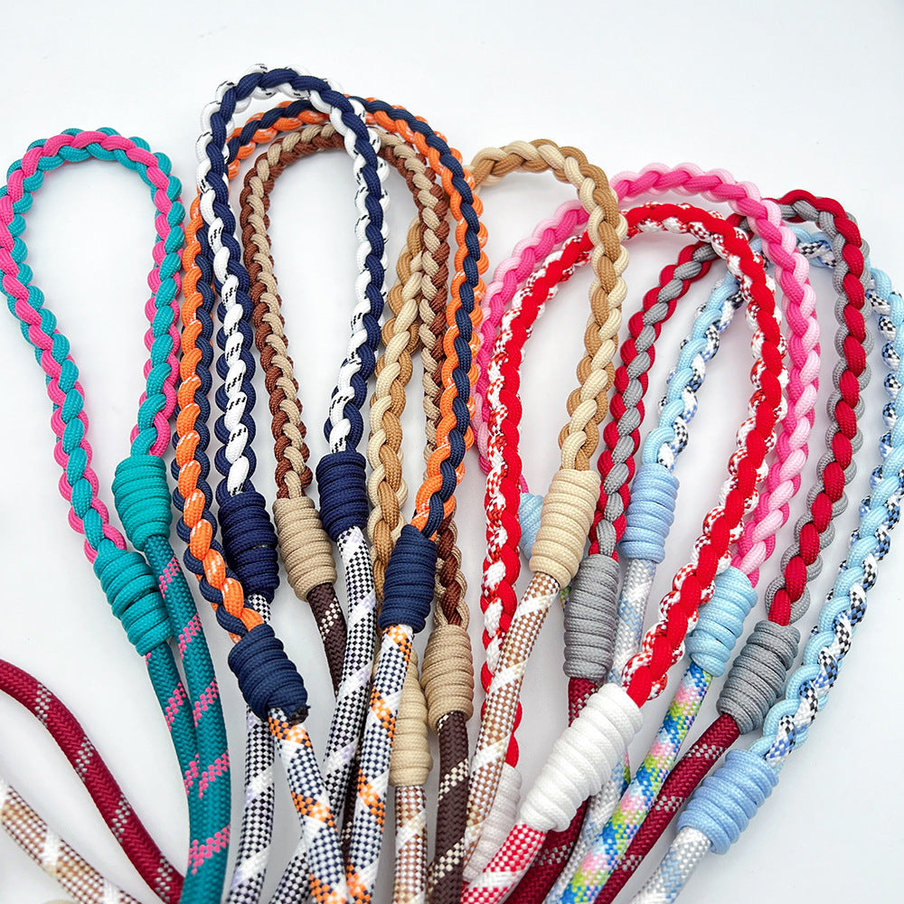 Twisted Adjustable Crossbody Phone Strap with Tether Tabs – Hand Woven Long Wristlet & Hand Lanyard