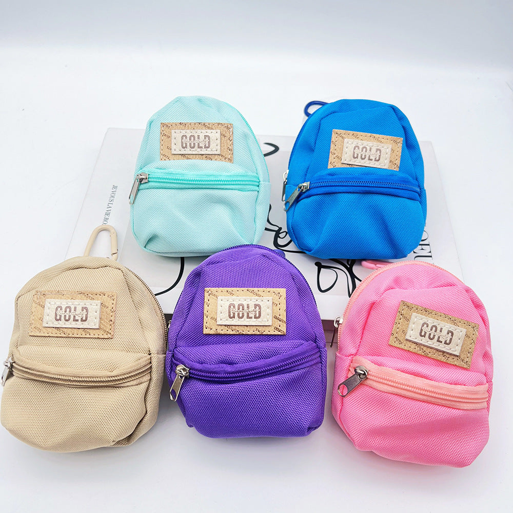 Gold Mini Coin Purse Headphone Bag with Carabiner – Mini Backpack Phone Charm Accessory
