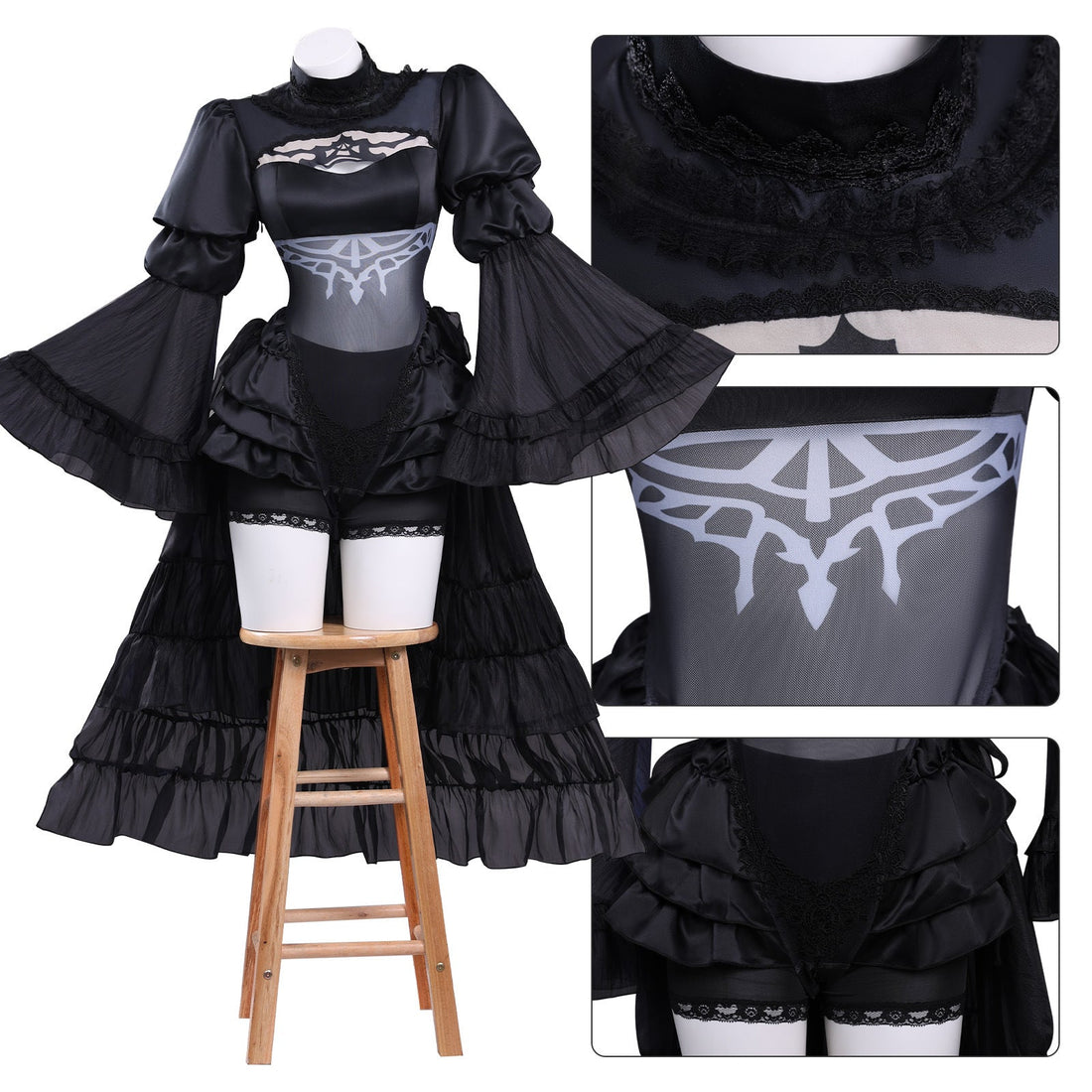 NieR:Automata YoRHa No.2 Type B 2B Black Bridal Gown Cosplay Costumes