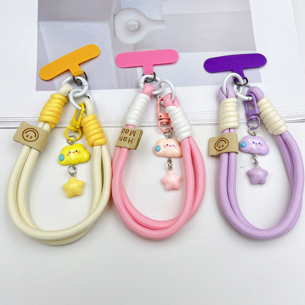 Speechless Cloud Pendant Wrist Double Phone Strap with Tether Tabs – Wristlet & Hand Lanyard