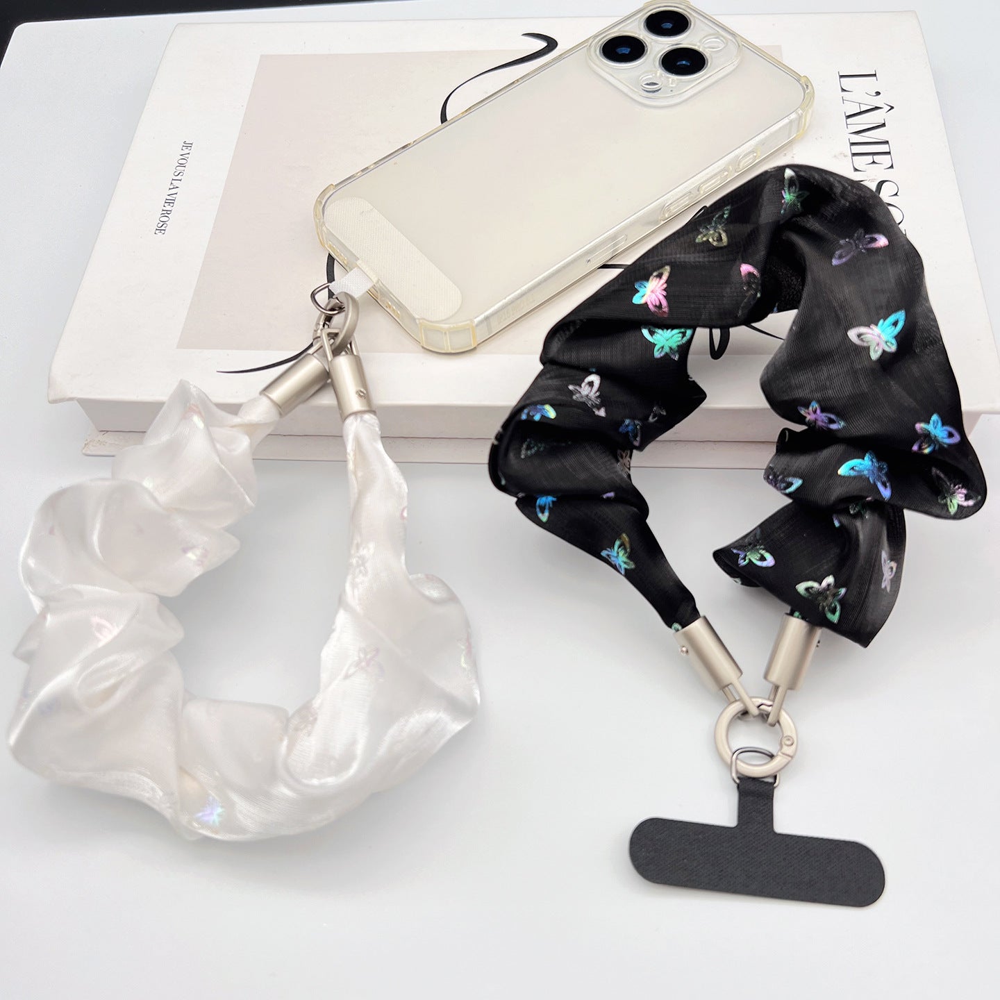 Butterfly Wrinkle Tulle Wrist Phone Strap with Tether Tabs – Colon-shaped Wristlet & Hand Lanyard