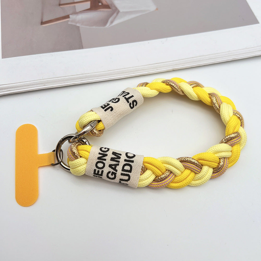 Clashing Colors Braided Wrist Phone Strap with Tether Tabs – Hand Woven Wristlet & Hand Lanyard