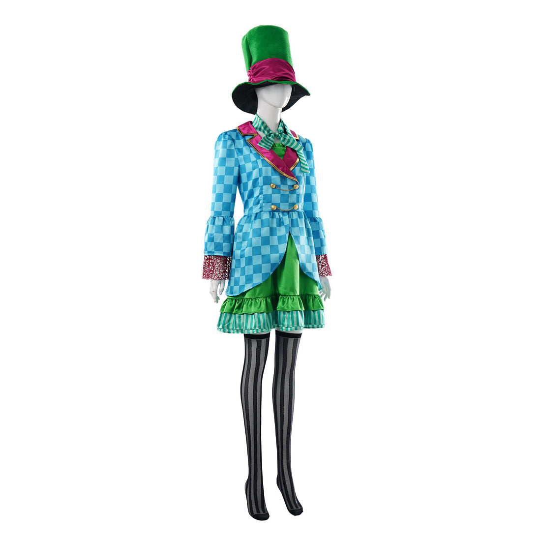Alice Mad Hatter Genderbend Women Outfit - Halloween Carnival Party Cosplay Costume
