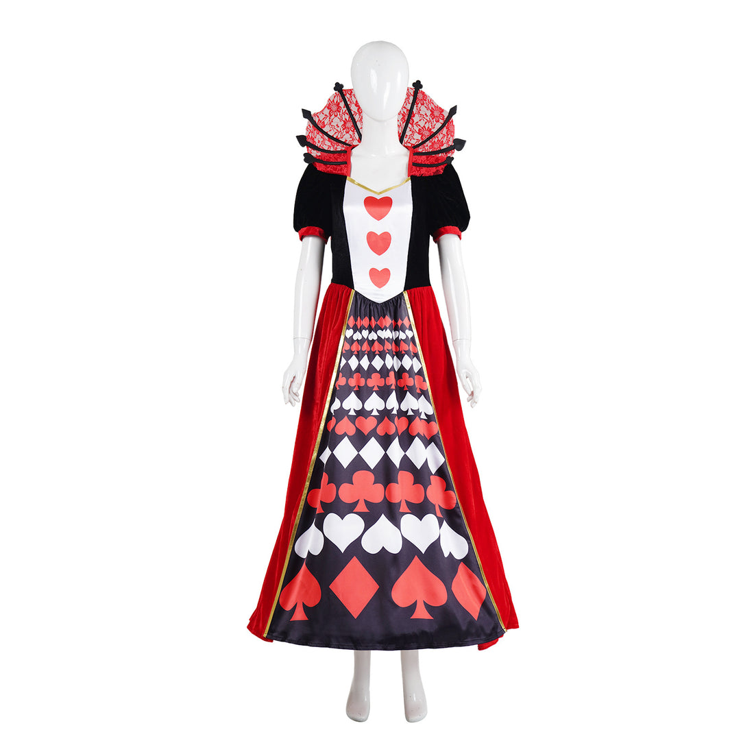 Deluxe Women's Queen of Hearts Costume - Alice Cosplay Royal Dress for Halloween
