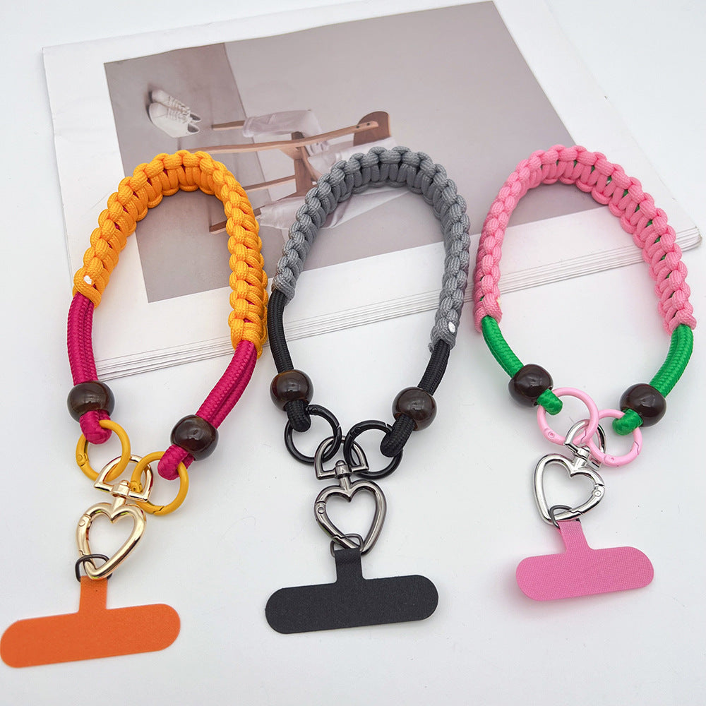 Contrast Color Wrapped Wrist Phone Strap with Tether Tabs – Hand Woven Wristlet & Hand Lanyard