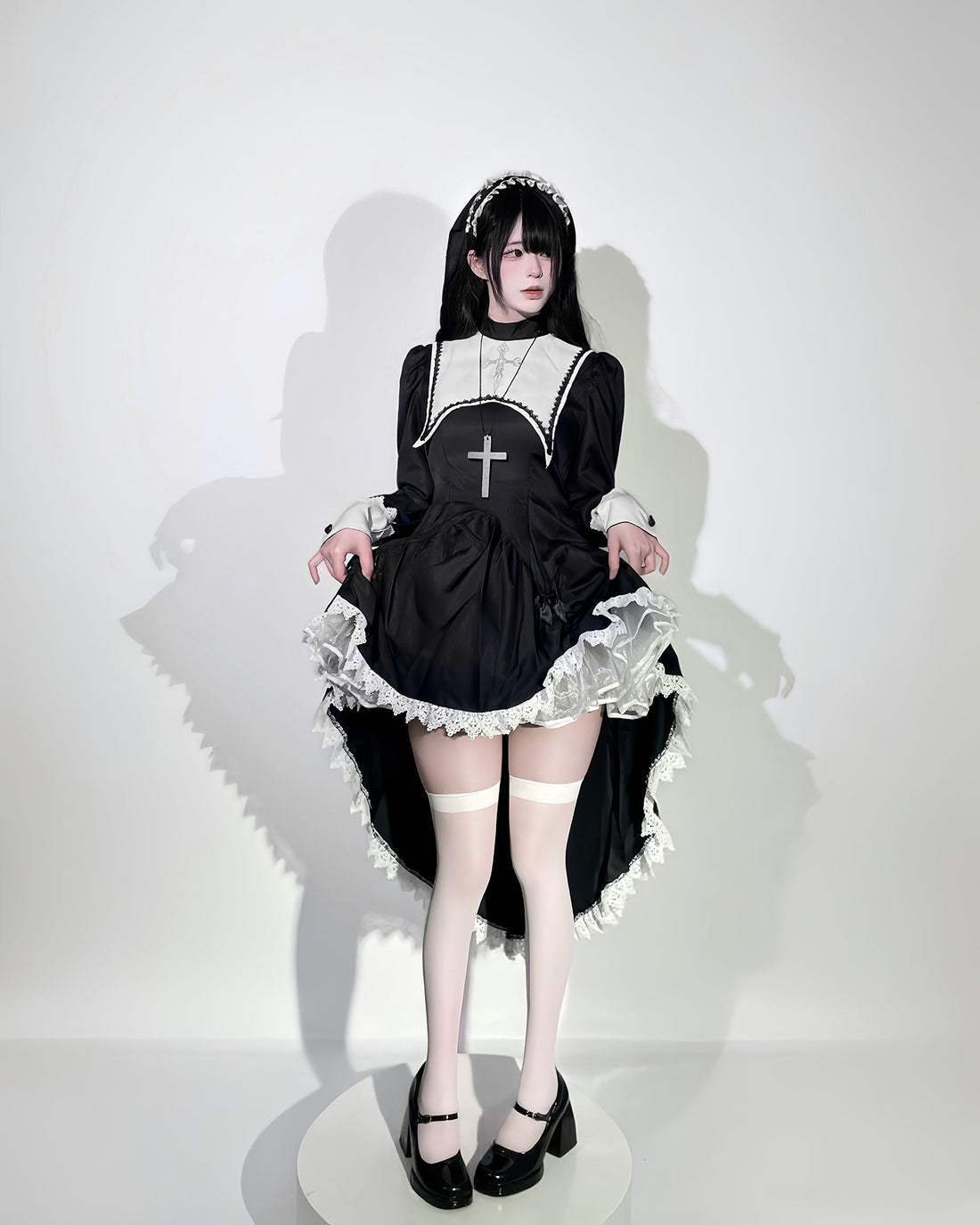 Dark Cross Halloween Back Train Dress Outfit Cosplay Costumes