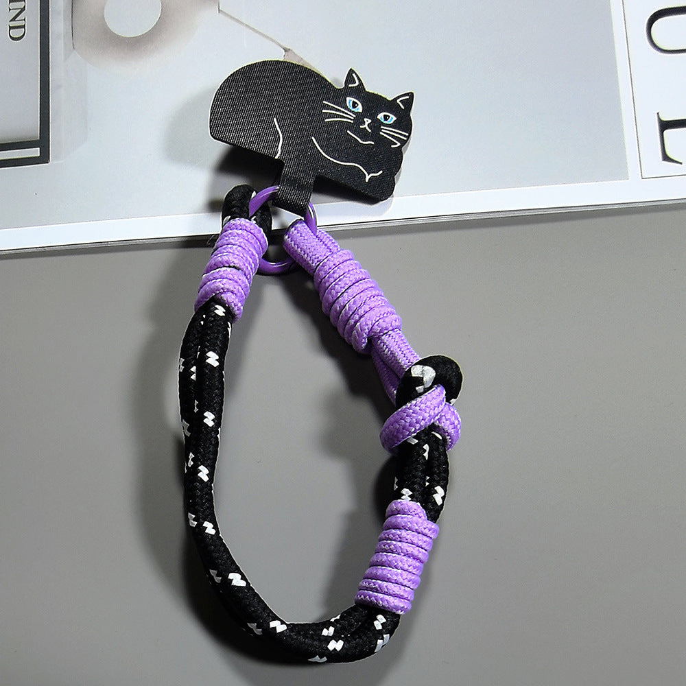 Multicolor Wrist Phone Strap with Cat Tether Tabs – Hand Woven Wrapped Wristlet & Hand Lanyard