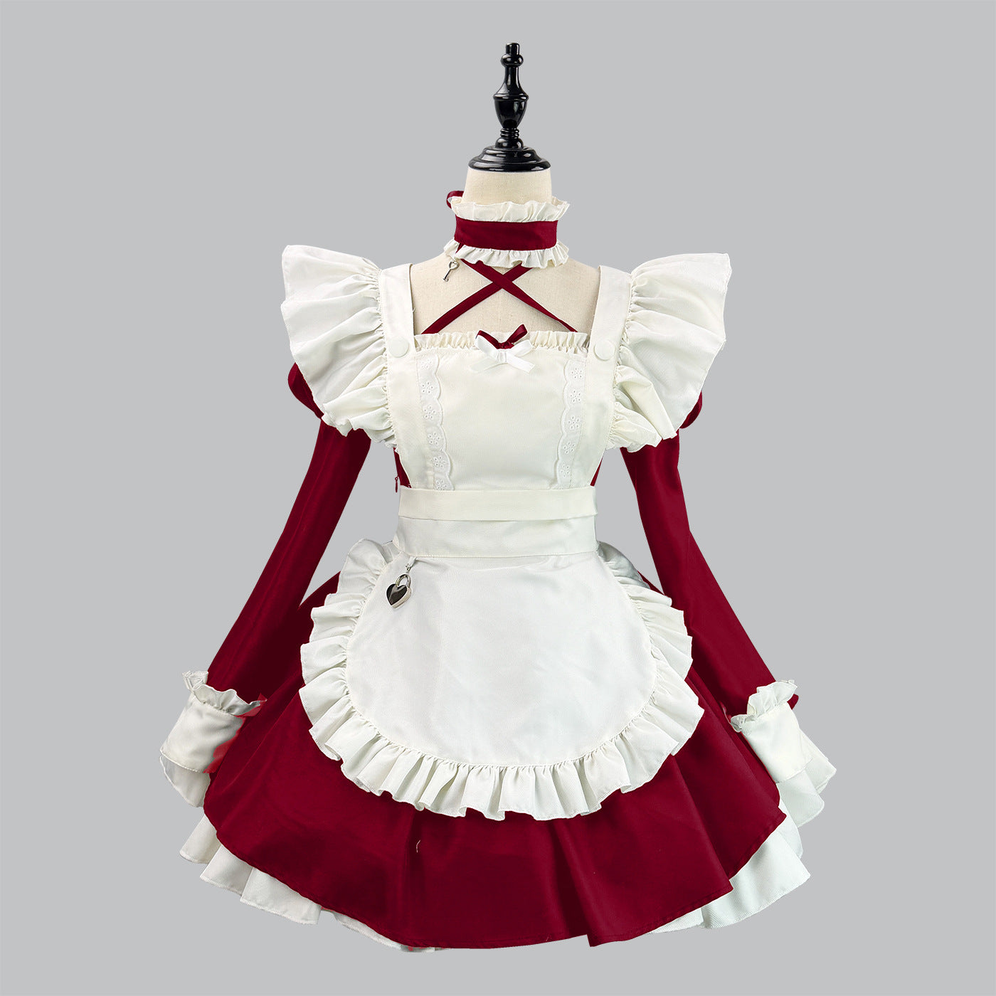 Gothic Lace Puff Sleeve Maid Outfit Game Streamers Cosplay Dress