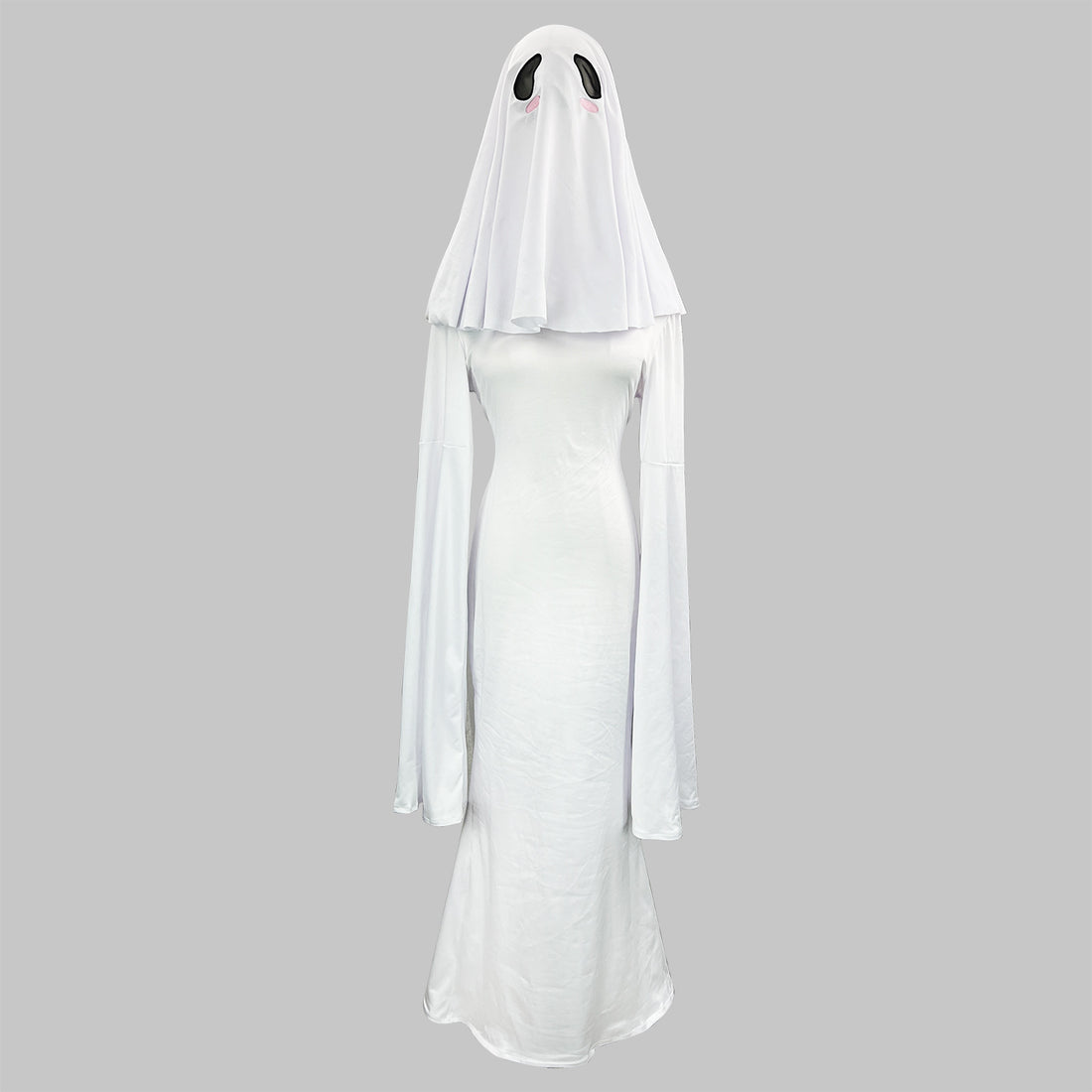 Cute Ghost Cosplay Costume for Women - Mrs. Kyoko Style Spooky White Dress with Face Mask