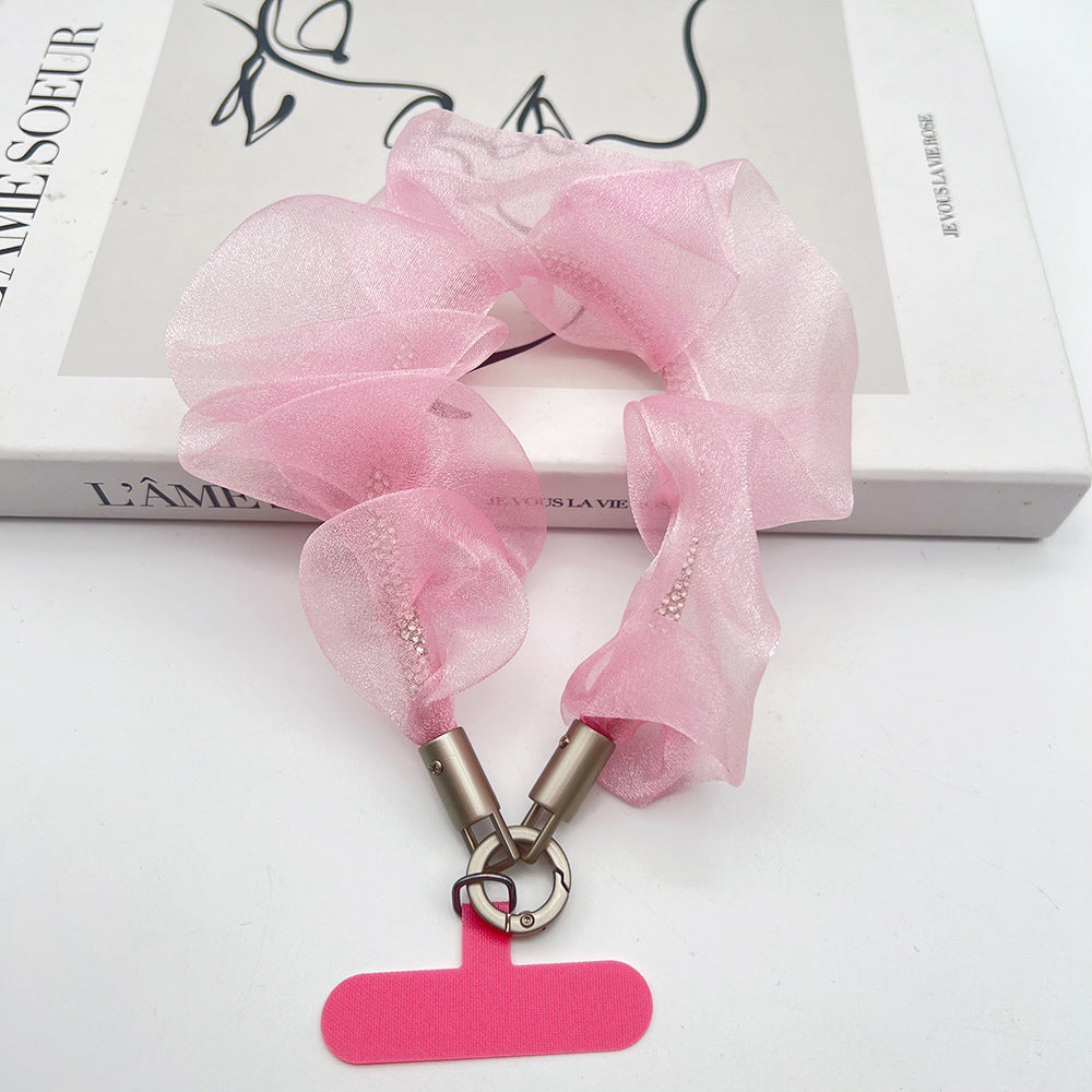 Brilliant Organza Wrist Phone Strap with Tether Tabs – Colon-shaped Wristlet & Hand Lanyard