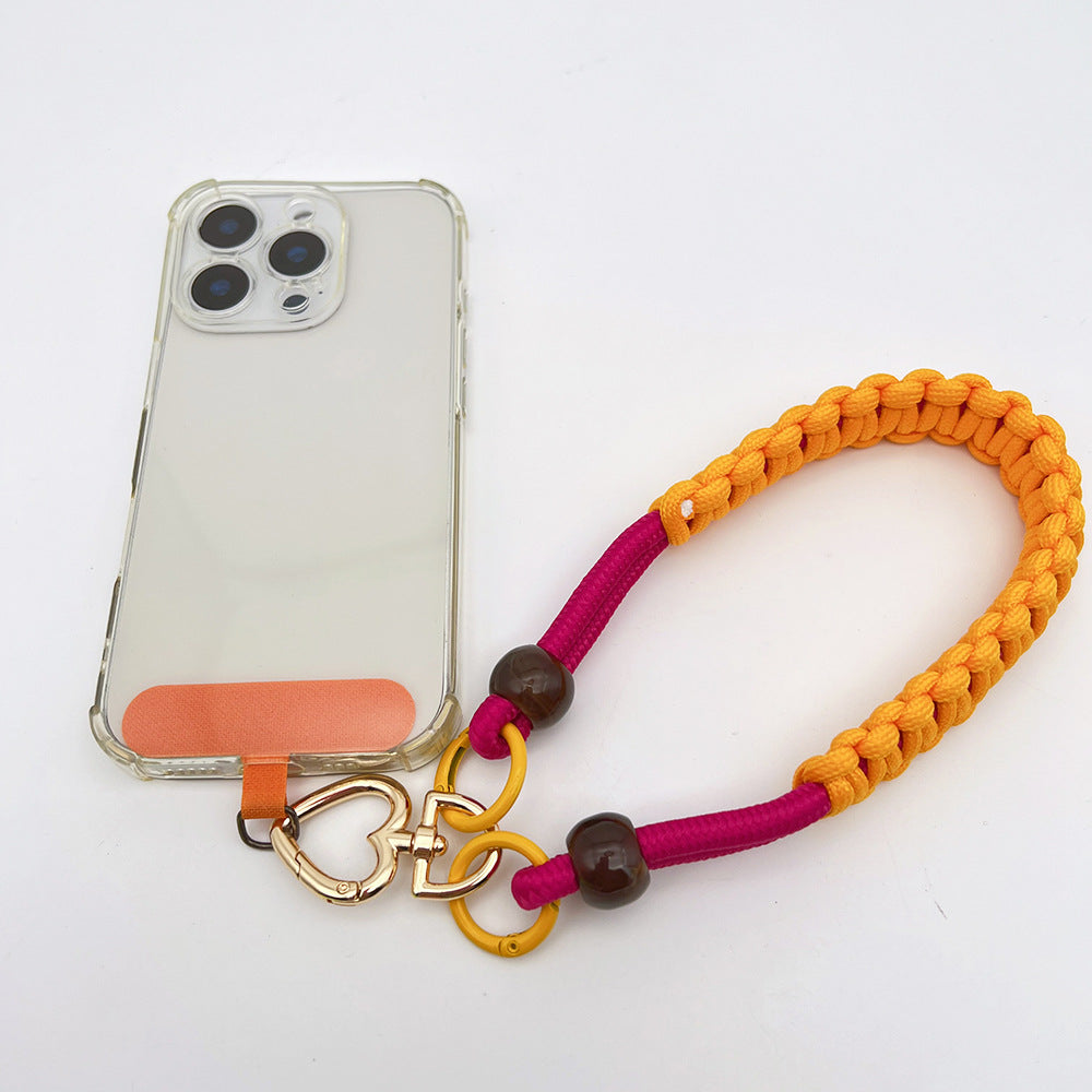 Contrast Color Wrapped Wrist Phone Strap with Tether Tabs – Hand Woven Wristlet & Hand Lanyard