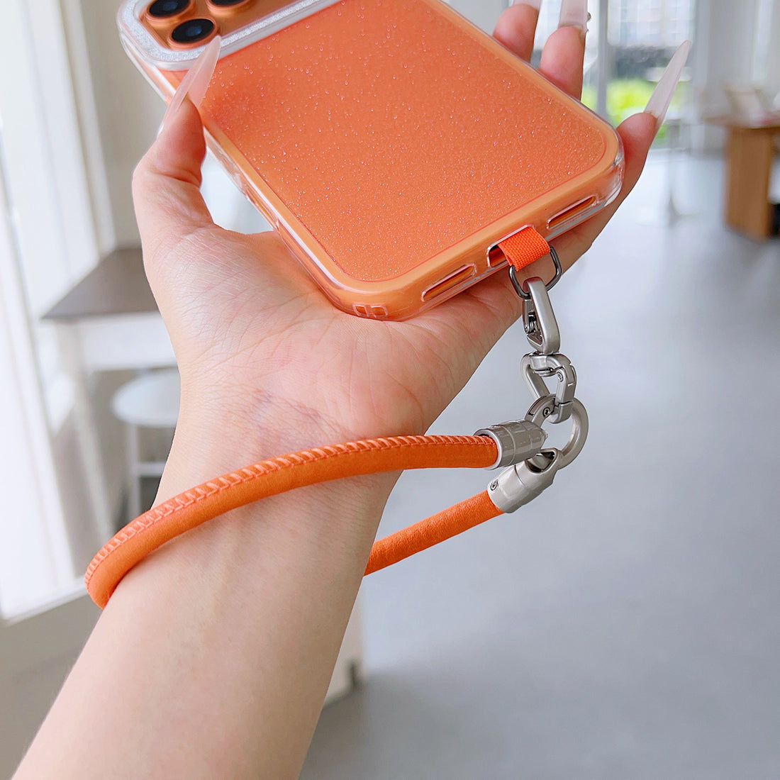 PU Leather Rotatable Wrist Phone Strap with Tether Tabs – High Intensity Wristlet & Hand Lanyard