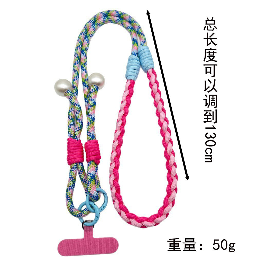 Twisted Adjustable Crossbody Phone Strap with Tether Tabs – Hand Woven Long Wristlet & Hand Lanyard