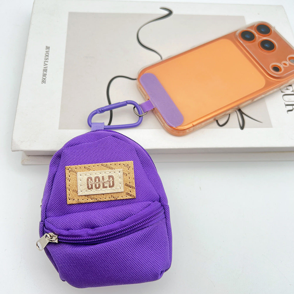 Gold Mini Coin Purse Headphone Bag with Carabiner – Mini Backpack Phone Charm Accessory