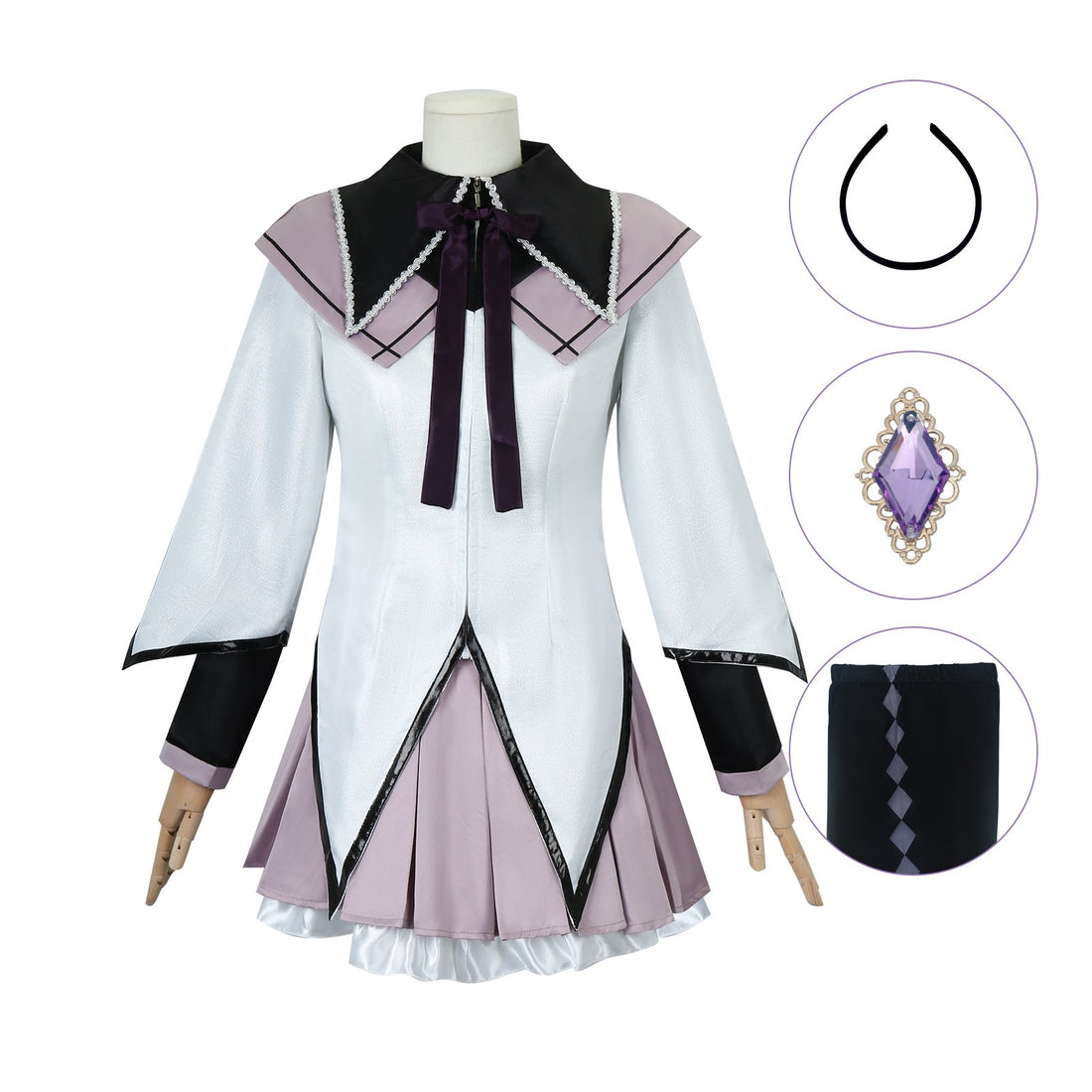Puella Magi Madoka Magica Akemi Homura Combat Suit Cosplay Costumes